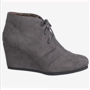 Grey Laceup Wedge Booties